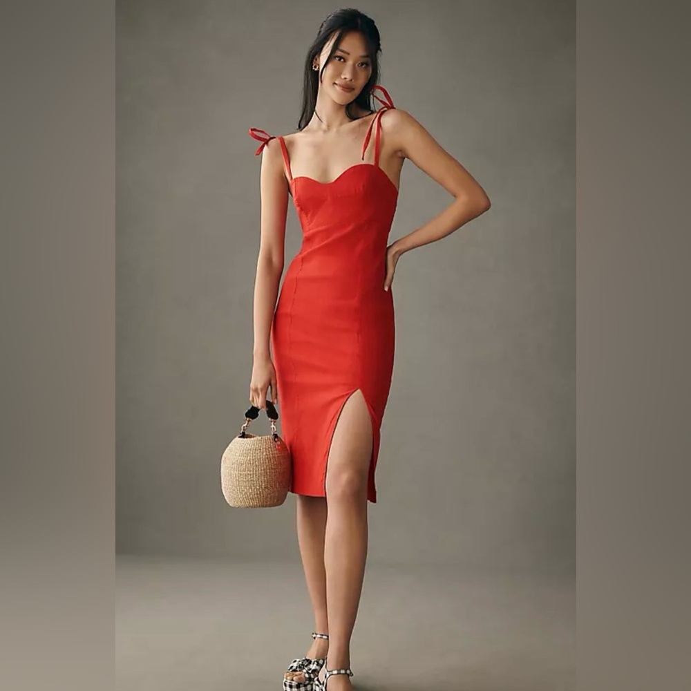 Anthropologie cherry red bodycon dress. Sz MP